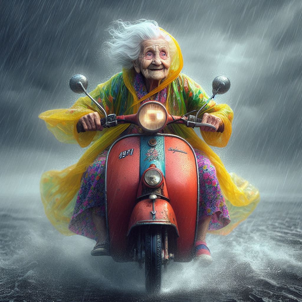 Mummo mopolla kuva tehty Copilotilla